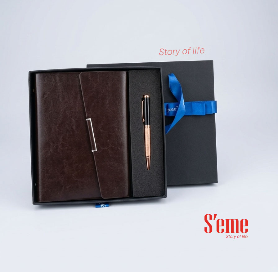 Bộ Quà Tặng Cao Cấp Sổ Tay Bìa Da & Bút Ký