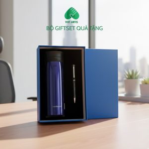 Bộ quà tặng Bút ký và bình giữ nhiệt thương hiệu locknlock in logo.