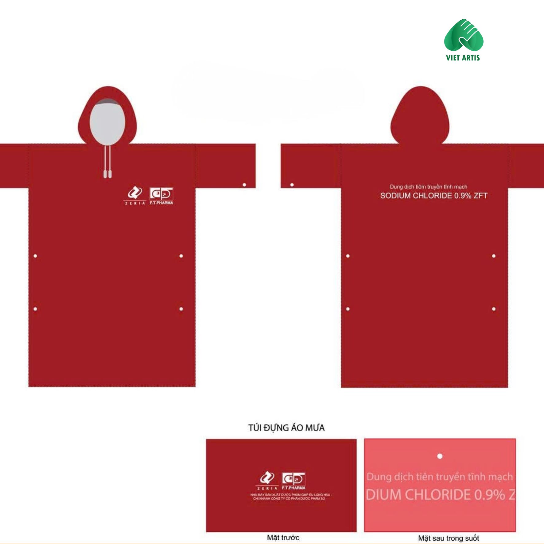 Áo mưa in logo chữ T - mẫu áo mưa phổ biến nhất.