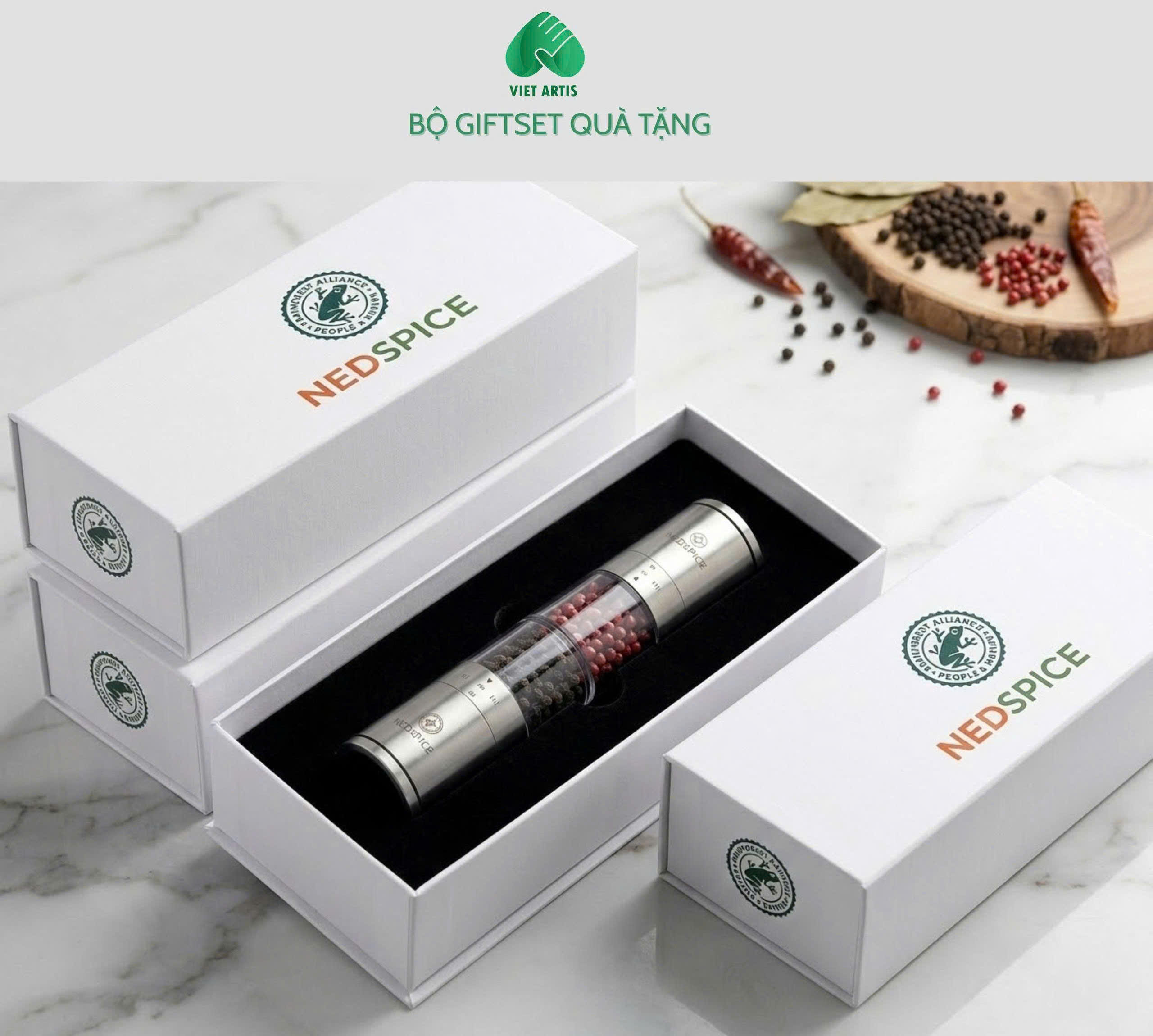 Hộp đựng quà tặng âm dương in logo - set quà tặng doanh nghiệp cao cấp.