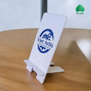 Giá đỡ điện thoại bằng mica trong/đục in logo
